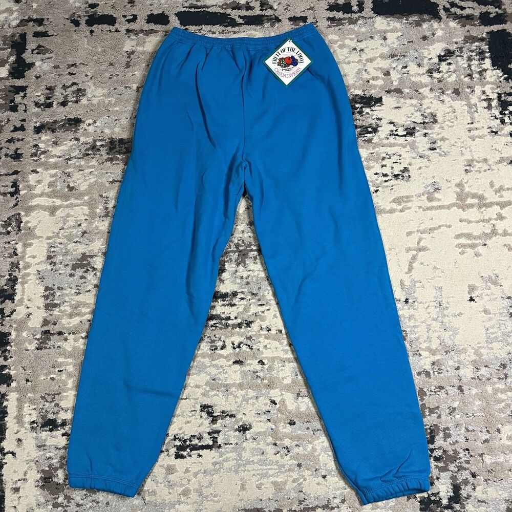 Vintage Fruit of the Loom Sweatpants Womens L Aqua Blue Joggers Casualwear NEW